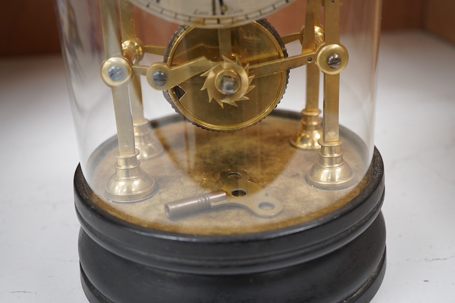 A Victorian skeleton clock under dome, 30cm